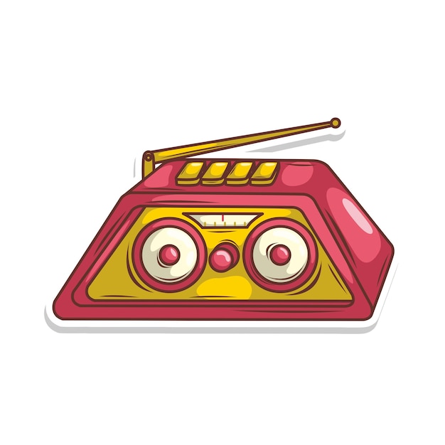 un'immagine a cartone animato di una radio con un'immagine di una radio su di essa
