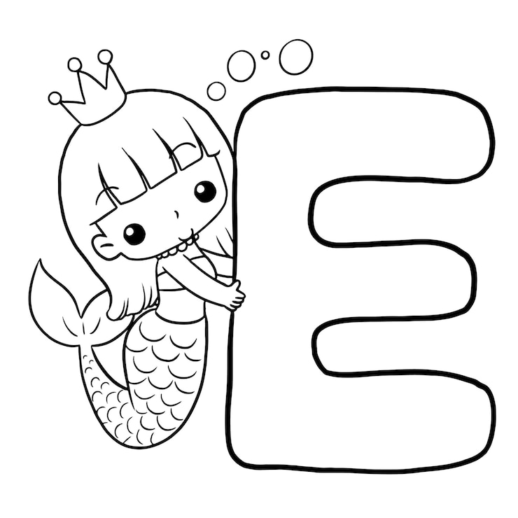 un'immagine di cartone animato di una sirena con una e su di essa