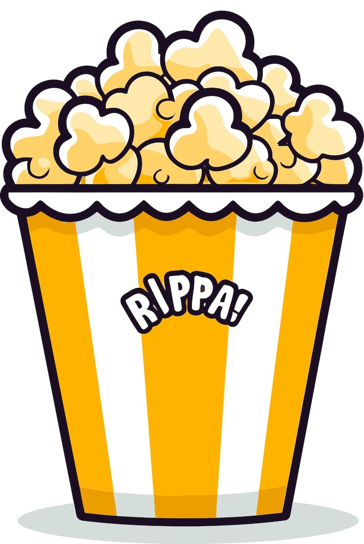 Vettore un'immagine di cartone animato di una tazza di popcorn con le parole grazie su di esso