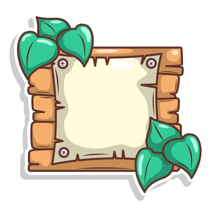 Vettore un'immagine di una pianta tropicale con una cornice di legno che dice la parola quote su di essa