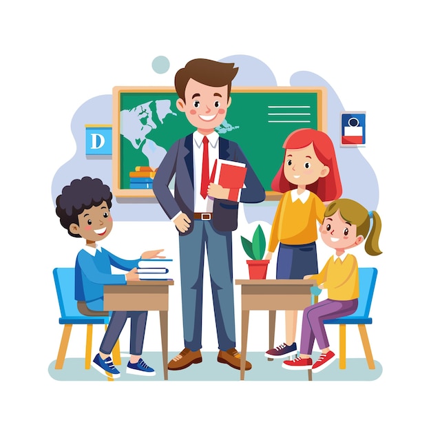 Un insegnante che insegna in classe illustrazione vettoriale