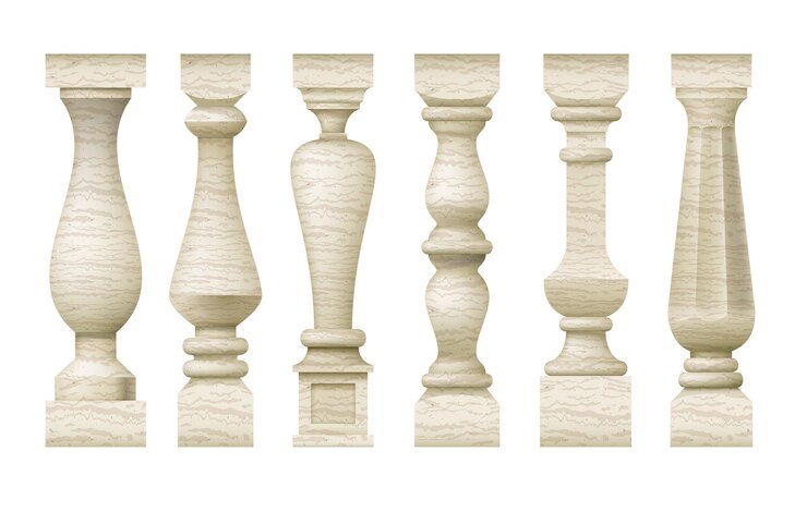 Vettore un insieme di diverse balaustre classiche modello silhouette in grafica vettoriale