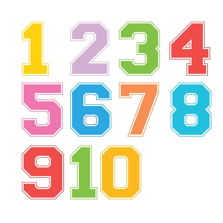 Un insieme di numeri in diversi colori.