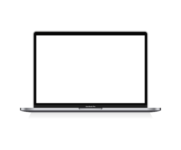 Un laptop con uno schermo bianco con su scritto " macbook pro ".