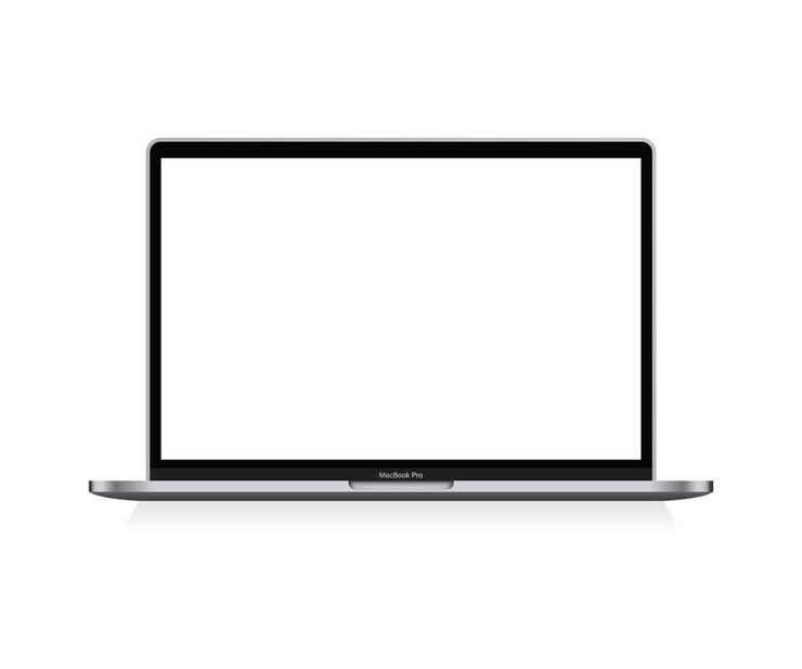 Vettore un laptop con uno schermo bianco con su scritto " macbook pro ".