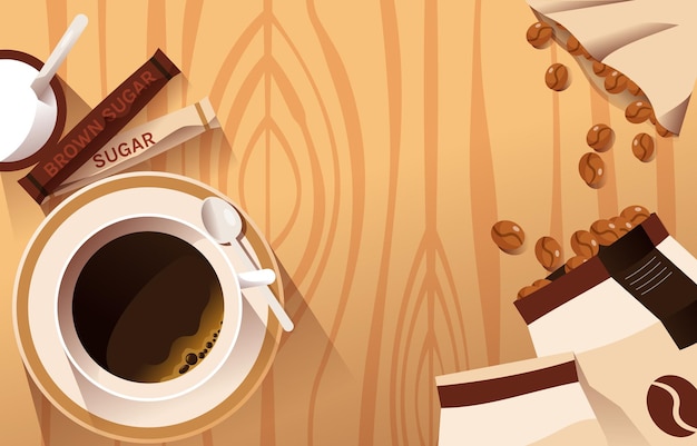 un libro con un cucchiaio e una tazza di caffè in cima