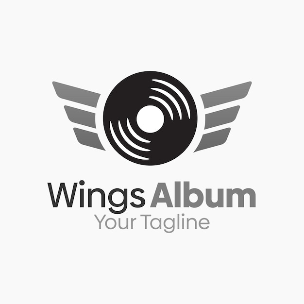 un logo bianco e nero per le ali del tuo album musicale