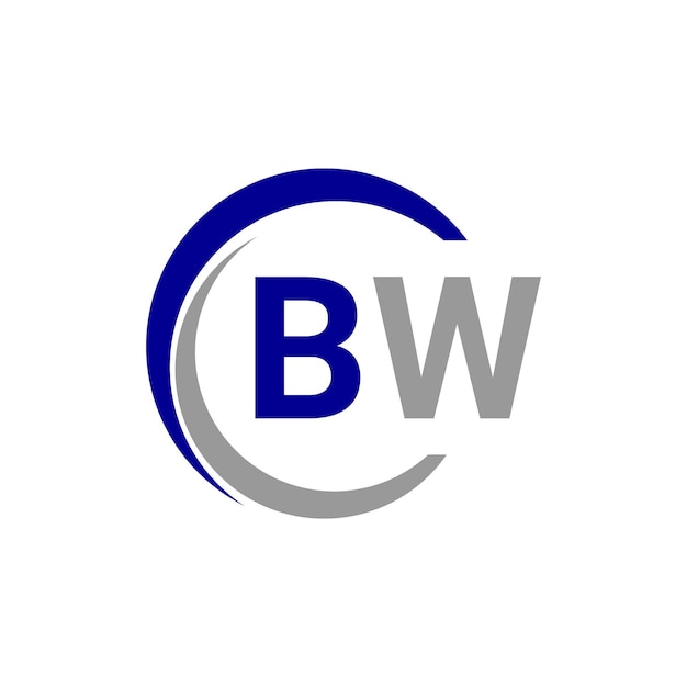 un logo blu e bianco con le lettere B e W
