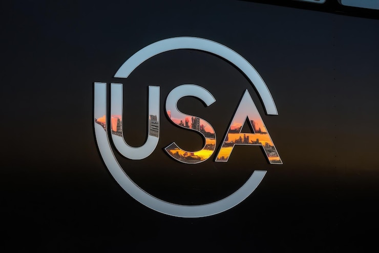 Vettore un logo che dice usa su uno sfondo nero