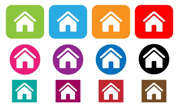 Un logo colorato con una casa al centro