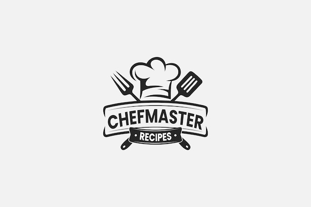 Un logo creativo con utensili da cucina e un cappello da chef