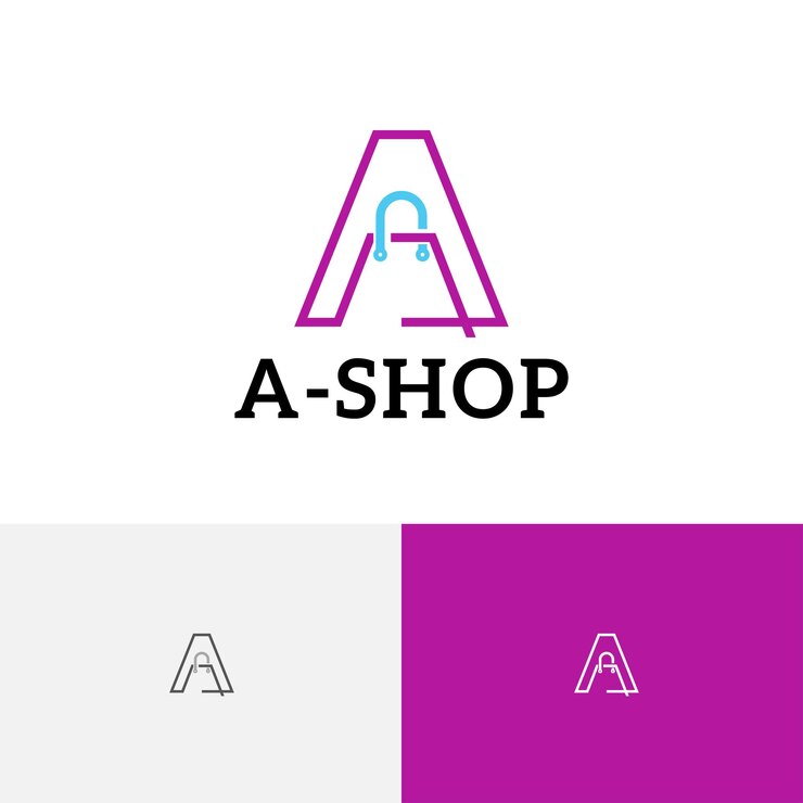 Un logo della linea dell'alfabeto moderno della borsa della spesa della lettera