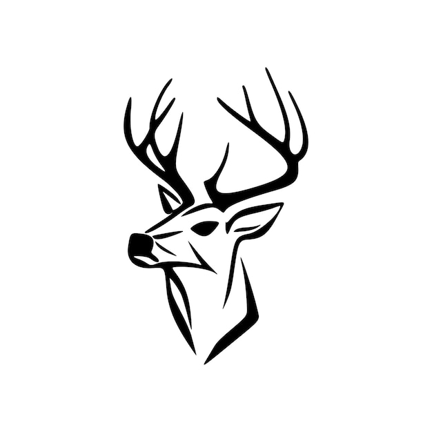 Un logo di cervo vettoriale monocromatico minimalista e senza tempo
