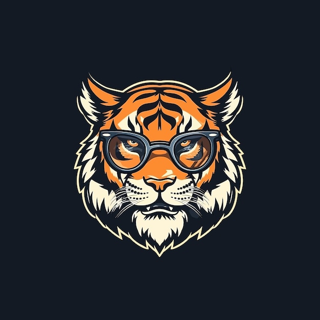 Un logo di una tigre con gli occhiali progettati nello stile dell'illustrazione degli eSport