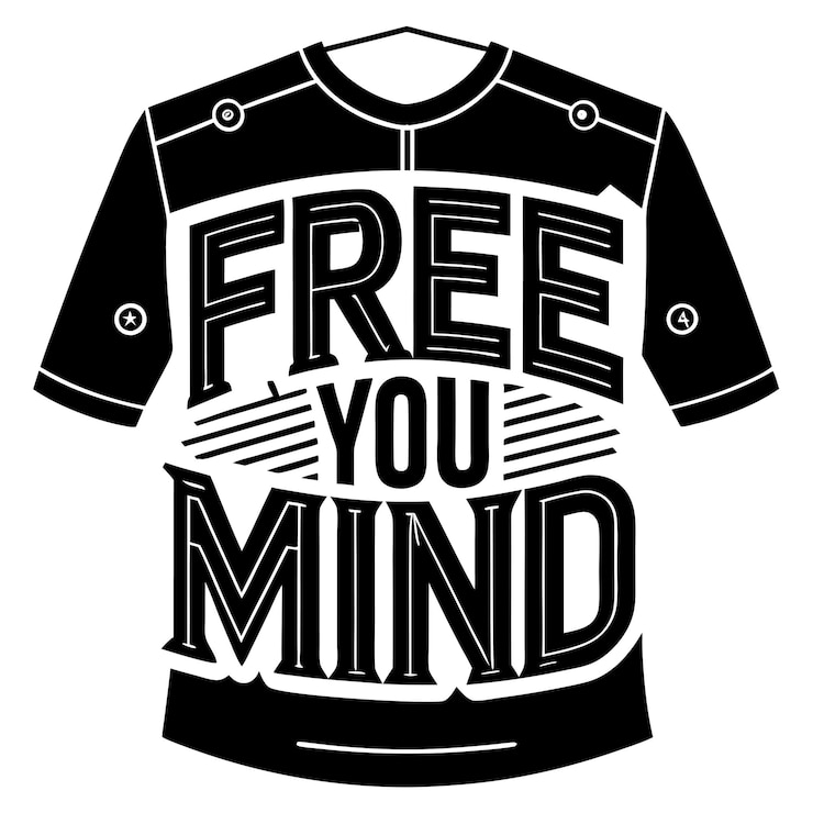 Vettore un logo in bianco e nero con una maglietta che dice "free you"