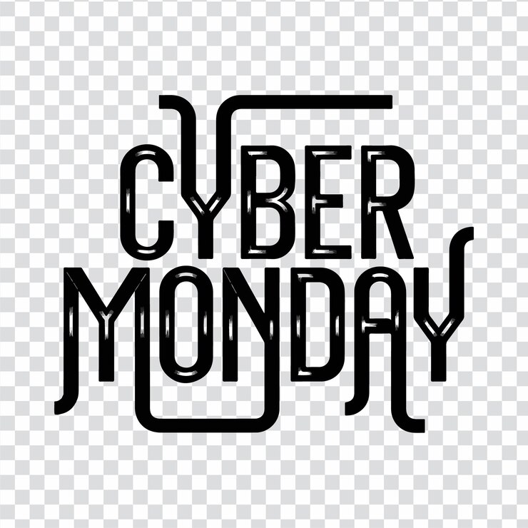 Vettore un logo in bianco e nero per cyber monday su uno sfondo trasparente