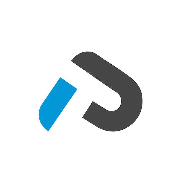 Un logo lettera con i colori blu e nero