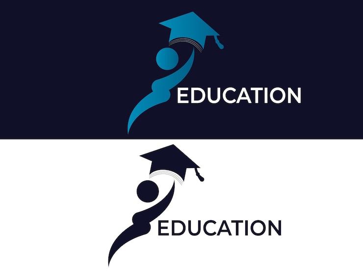 un logo per l'istruzione e l'educazione su sfondo blu