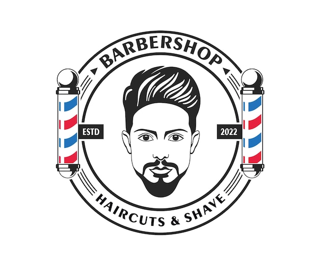 Un logo per un barbiere con il volto e la barba di un uomo