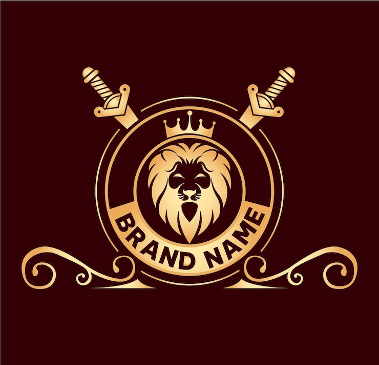 Vettore un logo per un leone con una testa di leone in cima