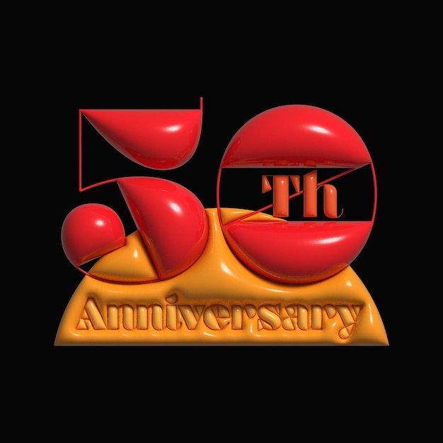 Un logo rosso e giallo per il 50° anniversario.
