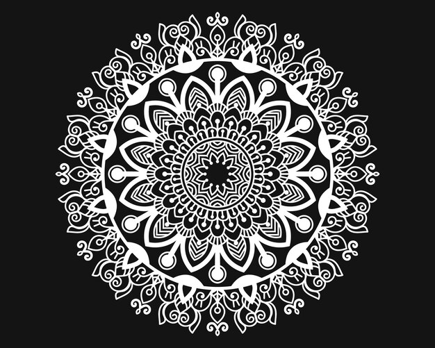 Un mandala bianco con un fiore al centro.