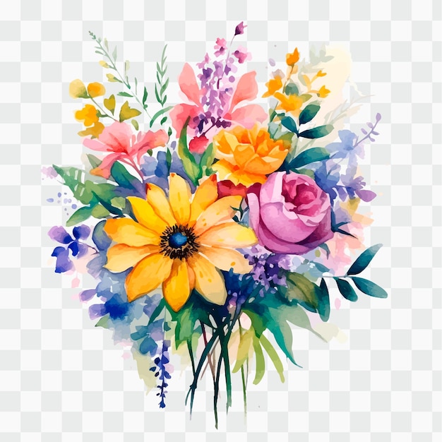 Un mazzo di fiori che è download di fiori ad acquerello ad acquerello