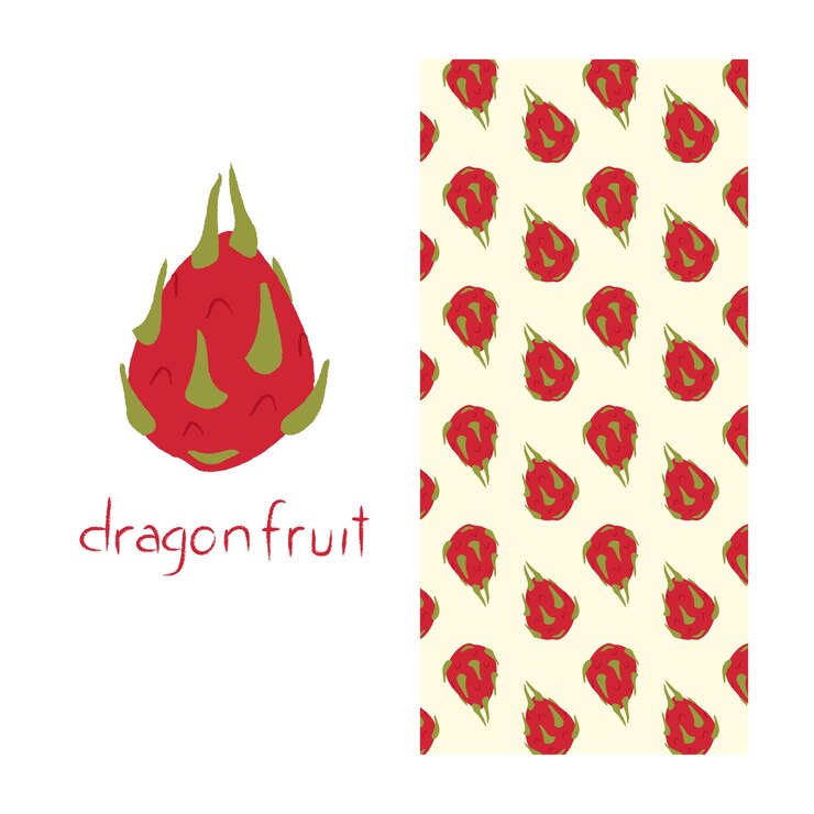 Un modello di frutto del drago con la parola drago su di esso