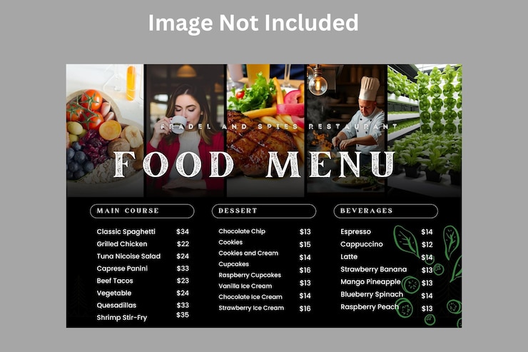 Vettore un modello di menu di un ristorante