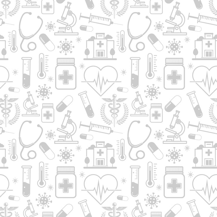 Vettore un modello senza cuciture di forniture mediche e uno stetoscopio medico