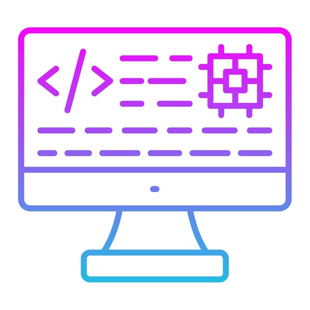 un monitor computer con uno sfondo blu e verde con un simbolo in basso