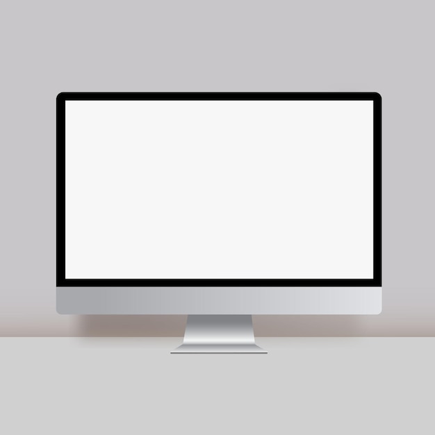 un monitor di computer con uno schermo bianco che dice la parola in basso