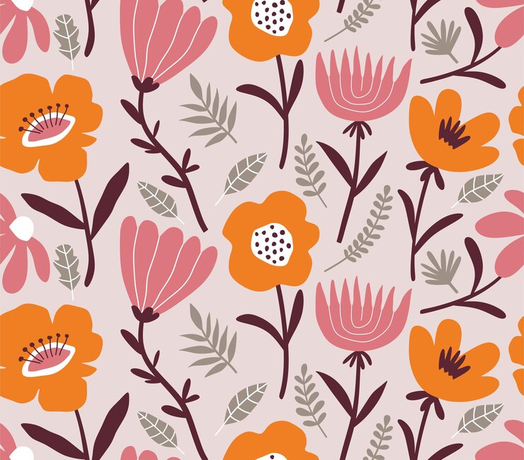 Un motivo floreale con fiori e foglie d'arancio
