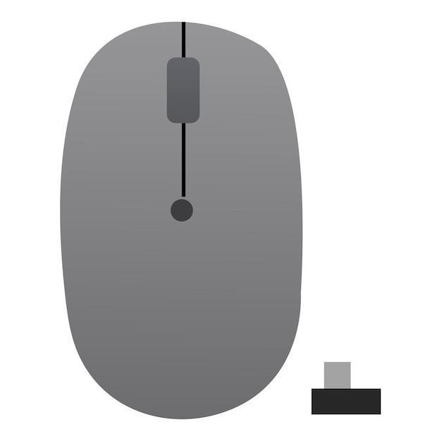un mouse per computer con un mouse su di esso e una scatola nera sul fondo