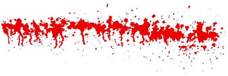 Vettore un mucchio di macchie di vernice rossa con perdite su sfondo bianco