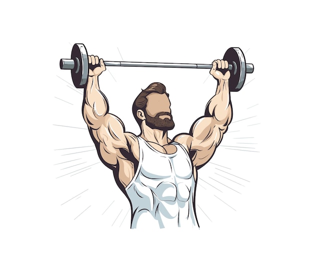 Un muscoloso forte bodybuilder maschio manubri