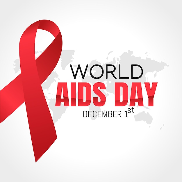 un nastro rosso con le parole " Giornata mondiale dell'AIDS "