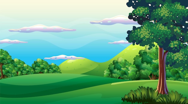 Un paesaggio verde scena naturale