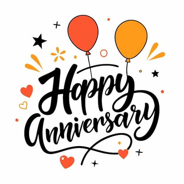un palloncino rosso con un cuore che dice felice anniversario