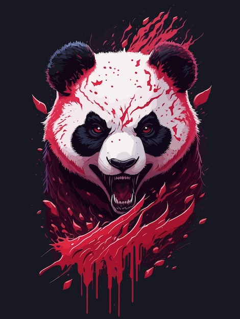 Un panda con il sangue sulla faccia