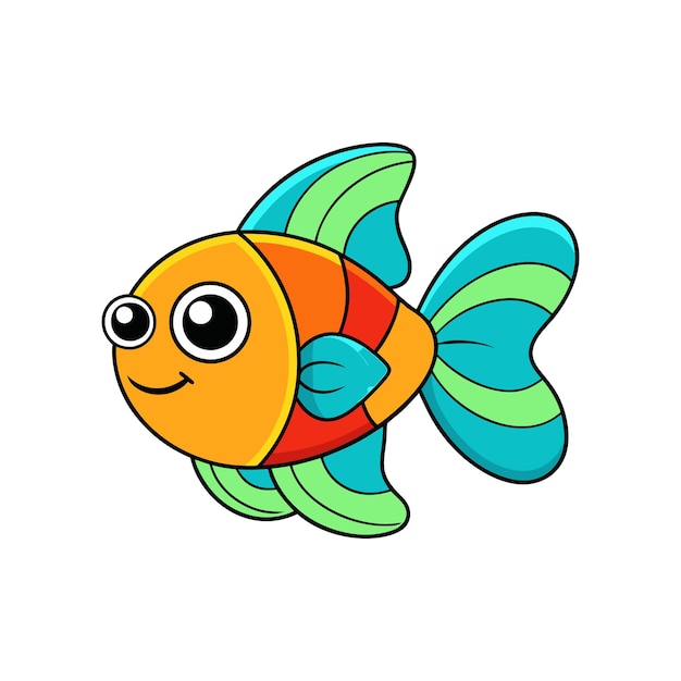 un pesce cartone animato con occhi e occhi e una faccia gialla