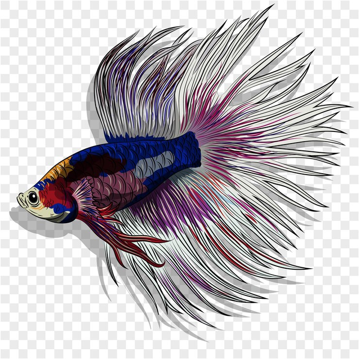 Vettore un pesce con una coda blu e la parola pesce su di esso
