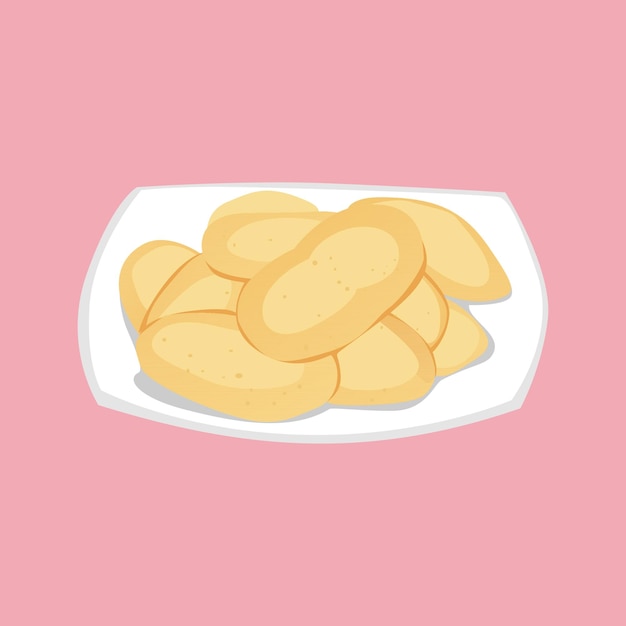 Un piatto di biscotti su uno sfondo rosa.