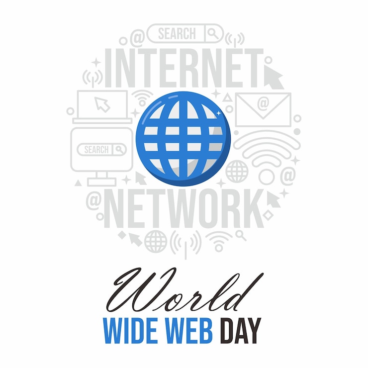 Vettore un poster bianco con un globo e le parole world web su di esso.
