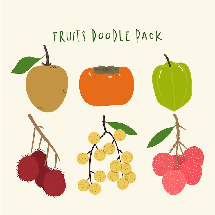 Un poster che dice frutta doodle pack.