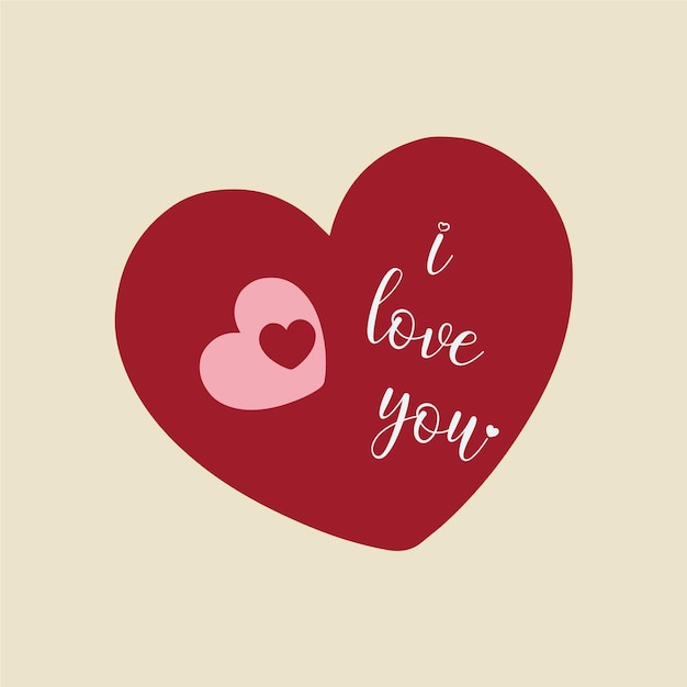 Un poster con le parole I Love you e la forma del cuore Love Illustration