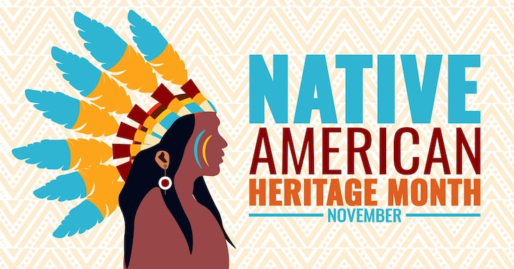 Vettore un poster della national geographic mostra una donna che indossa un copricapo nativo americano