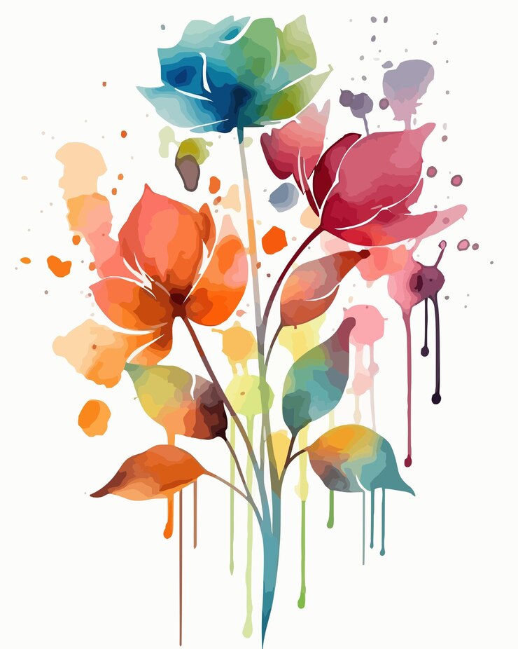 Un poster di fiori colorati con la scritta "un fiore".