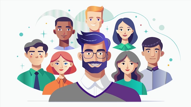 un poster di un gruppo di persone con facce diverse