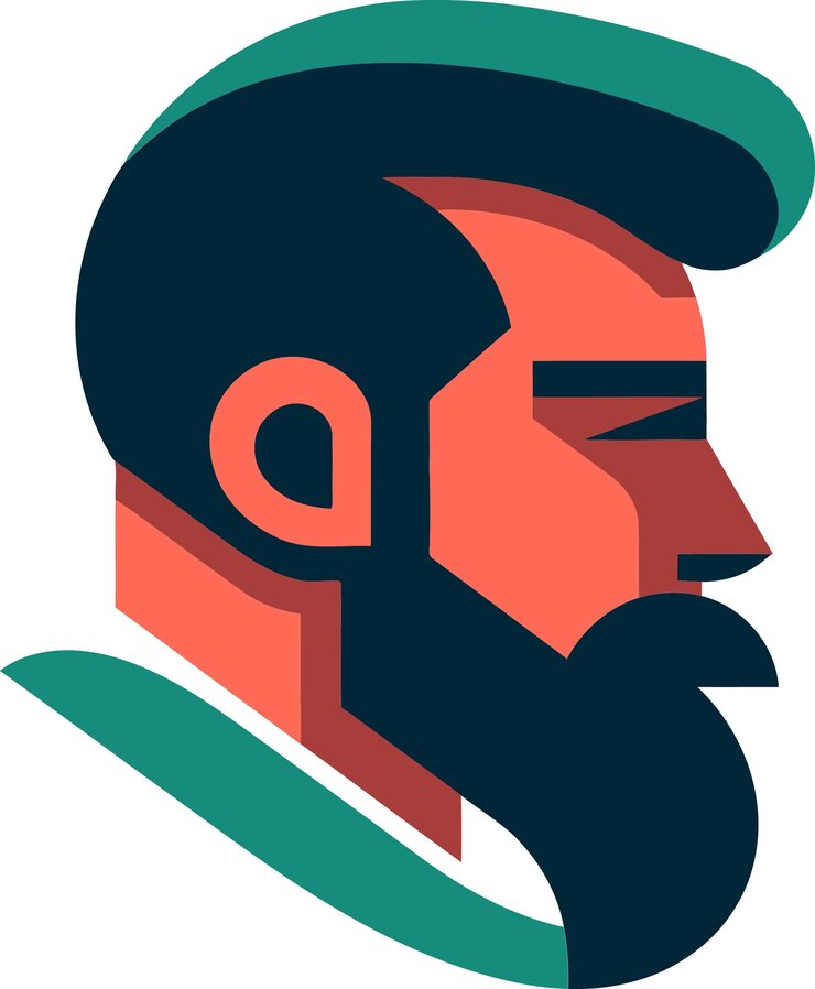 Vettore un poster di un uomo con la barba e i baffi